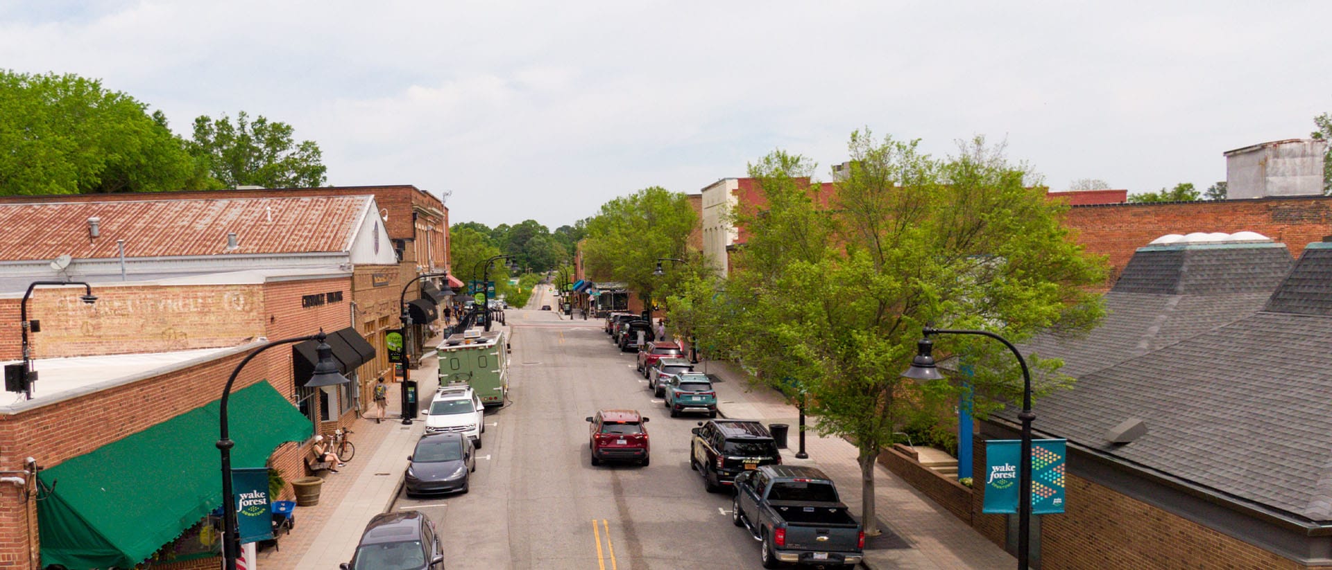 Drone Image of Downtown Wake Forest North Carolina